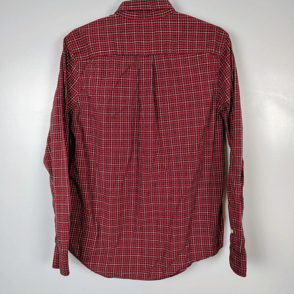 Ralph Lauren Boys XL 18-20 Red Black Plaid Cotton Button Down Shirt Long Sleeve